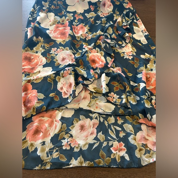 Floral Maxi V-Neck Dress Women’s Club Soda Size XL Puff Sleeve Boho Romantic - Picture 5 of 9